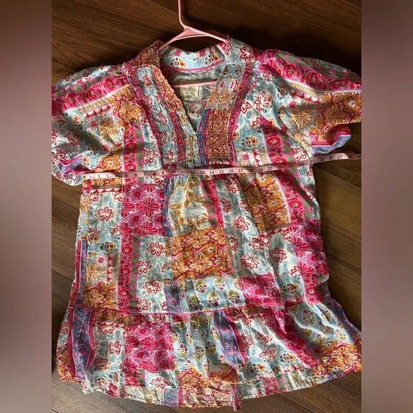 Umgee Boho Mixed Floral Patchwork Babydoll Mini Dress XL - Picture 8 of 14